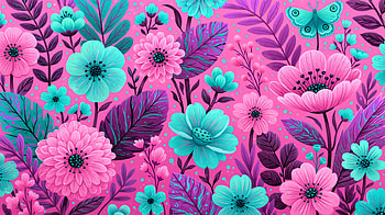 Neon Bloom — Quad Floral HD wallpaper