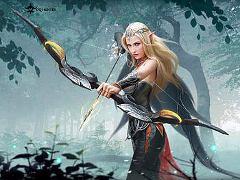 Archer, frumusete, fantasy, girl, luminos, dqhunter, dq hunter, elf HD wallpaper