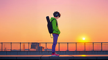 Anime Boy With Heads And Guitar Case, anime-boy, heads, guitar, artist, artwork, art, digital-art, ai, deviantart HD wallpaper