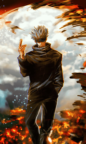 Gojo's Flame: Epic Jujutsu Kaisen Anime , Satoru Gojo, Anime, Jujutsu Kaisen HD phone wallpaper