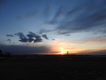 The End, Sunset, sky, Evening, blue, purple, Cincinnati, clouds, airport, tower HD wallpaper