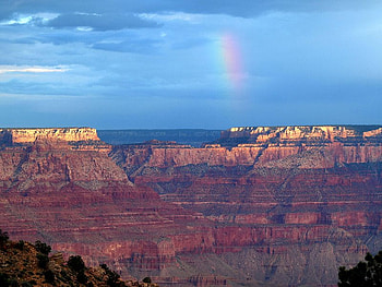 Canyon Rainbow, sky, rainbow, canyon, rock HD wallpaper
