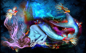Sleeping Mermaid, colors, digital art, Mermaid, sleeping, Colorful, fantasy, seas, magical, dreamy, siren, ocean HD wallpaper