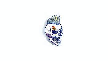 Skull Punk Minimal , skull, white, artist, artwork, digital-art, minimalism, minimalist HD wallpaper