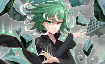 Green hair, Tatsumaki, One Punch Man, anime, artwork HD wallpaper