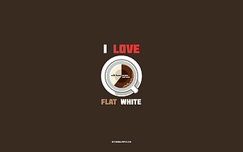 Flat white recipe, , cup with Flat white ingredients, I love Flat white Coffee, brown background, Flat white Coffee, coffee recipes, Flat white ingredients HD wallpaper
