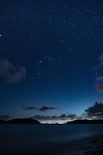 Stars, Night, Horizon, Dark, Shine, Starry Sky, Brilliance, Island HD phone wallpaper