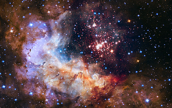 Clouds, pillars, colorful, galaxies, celestial HD wallpaper