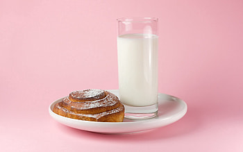 Food, Glass, Plate, Milk, Bun HD wallpaper