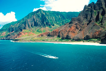 Turquoise Coast, sea, green, Kauai, mountains, islands HD wallpaper