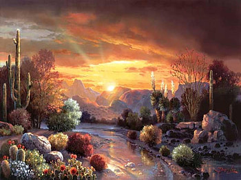 DESERTS DUSK, desert, puzzle, dusk, cactus HD wallpaper