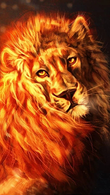 Fire Lion, Painting, Fire Theme HD phone wallpaper
