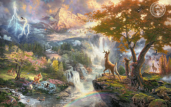 Animals, Landscape, Trees, Waterfalls, Deers HD wallpaper