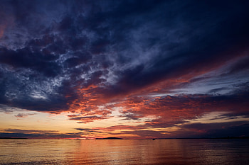 Clouds, sky, sunset, sea, nature HD wallpaper