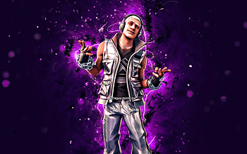 Sterling, , violet neon lights, Fortnite Battle Royale, Fortnite characters, Sterling Skin, Fortnite, Sterling Fortnite HD wallpaper