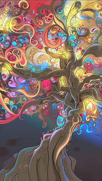Kaleido Tree of Dreams, artistic, psychedelic HD phone wallpaper