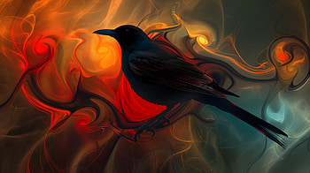 Stunning Black Bird with Artistic Colorful Backdrop, bird HD wallpaper