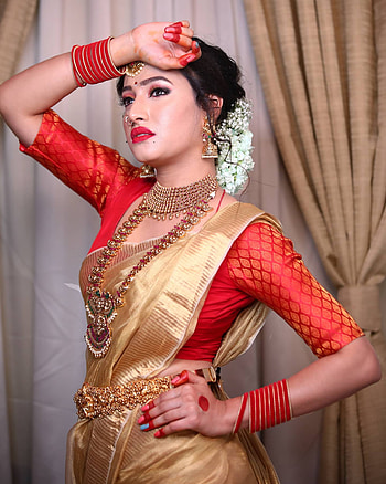 Ramola, organ, lip, saree beauty HD phone wallpaper