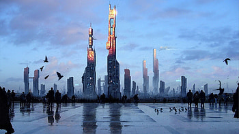 Futuristic City Skyline, Travels, Sci-fi city HD wallpaper