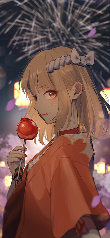 Yoimiya Festival Glow | Inazuma Firework | Candied Night Art, Genshin Impact, Yoimiya (Genshin Impact) HD phone wallpaper