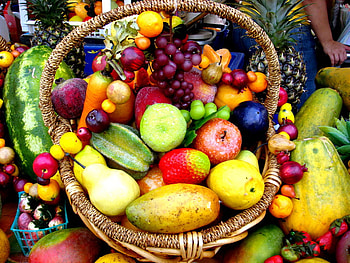 Fruits, basket, eat, fruit, apple, food HD wallpaper