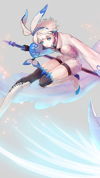 blue eyes, short hair, white hair, Anime, Original HD phone wallpaper