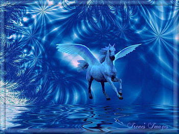 Out of the blue, sparkling stars, pegasus, water ripples HD wallpaper