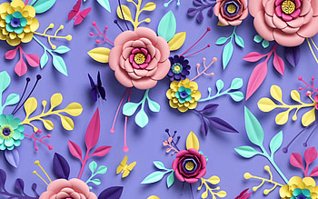 3D floral background, , 3D flowers, creative, background with flowers, 3D flowers patterns, floral patterns, floral backgrounds HD wallpaper