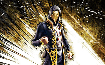 Scimitar, grunge art, Fortnite Battle Royale, Fortnite characters, Scimitar Skin, brown abstract rays, Fortnite, Scimitar Fortnite HD wallpaper