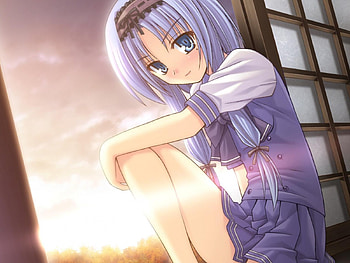 Showing Leg, anime girl, anime, window, blush, sunset HD wallpaper