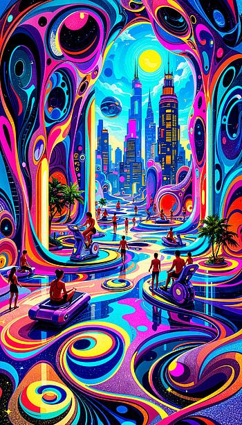 Vibrant Cityscape: A Dreamy , futuristic city, vibrant colors, Digital Art HD phone wallpaper
