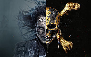 Pirates of the Caribbean: Dead Men Tell No Tales (2017), black, man, skull, poster, disney, salazar, collage, fantasy, Javier Bardem, dead men tell no tales, actor, pirates of the caribbean HD wallpaper