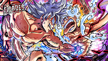 Luffy Gear 5 VS Goku Ultra Instinct, Goku, Ultra Instinct (Dragon Ball), Monkey D. Luffy, Gear 5 (One Piece), Anime, crossover HD wallpaper