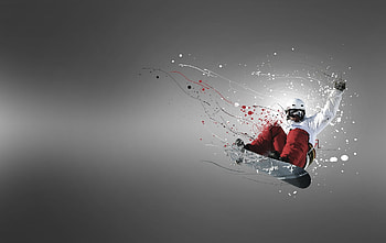 Abstract, Flight, Snowboarder HD wallpaper