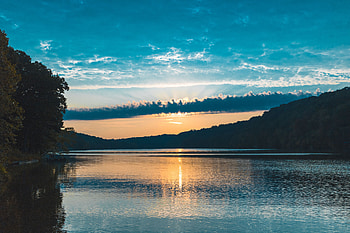 Nature, Rivers, Trees, Sunset, Clouds HD wallpaper