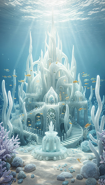 Aqua Palace | Sea Crystal Citadel | Depths of Glass | Coral Spire Sanctuary, coral, fish HD phone wallpaper