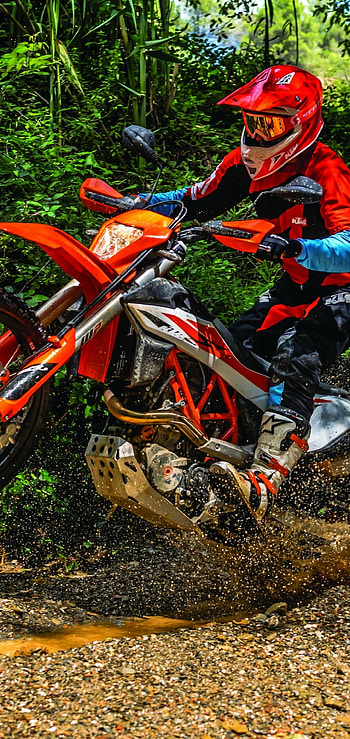 KTM 690 Enduro R, Motocross dirt jump, EICMA 2018, Samsung Galaxy S10e HD phone wallpaper