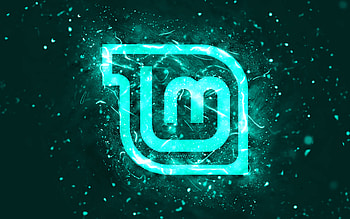 Linux Mint Mate turquoise logo, , turquoise neon lights, Linux, creative, turquoise abstract background, Linux Mint Mate logo, OS, Linux Mint Mate HD wallpaper