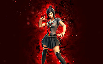 Human Tsuki, , red neon lights, Fortnite Battle Royale, Fortnite characters, Human Tsuki Skin, Fortnite, Human Tsuki Fortnite HD wallpaper