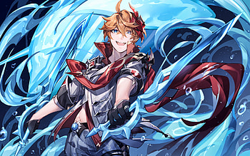 Tartaglia, battle, Genshin Impact, sword, manga, Tartaglia Genshin Impact, Childe HD wallpaper