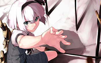 Touhou, Kneeling, Amazing, Green Eyes, Mean, Scary, Beautiful, Sword, Konpaku, Crazy, Gray Hair, White Hair, Lovely, Kneel, Anime, Awesome, Pretty, Mad, HeadBand, Dark, Silver Hair, Sexy, Youmu, Creepy, Short Hair, Manga, Dress, Gorgeous, Head Band, Emotional, Anime Girl, Warrior, Serious, Angry, Grey Hair HD wallpaper