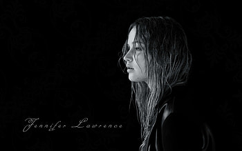 Jennifer Lawrence, profile, white, black, bw, girl, actress, woman HD wallpaper