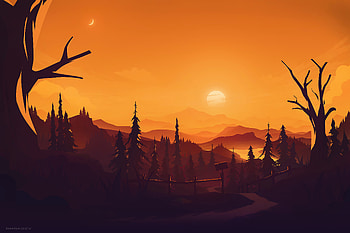 Sunset On Mountains Minimal Art , sunset, mountains, minimalism, minimalist, artist, artwork, digital-art, deviantart HD wallpaper