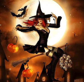 ~Smashing Pumpkins~, weird things people wear, digital art, skulls, creative pre-made, witch, pumpkins, mixed media, love four seasons, halloween, holiday, fantasy, redhead, bats HD wallpaper