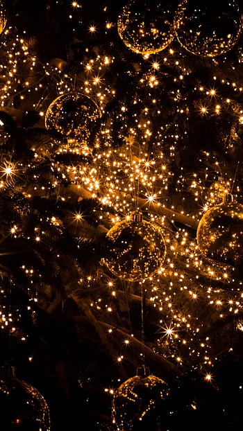 Gold Lights, Captivating light displays, Ethereal atmosphere, Dazzling visuals HD phone wallpaper