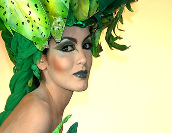 GREEN ART, face, head, model, art HD wallpaper
