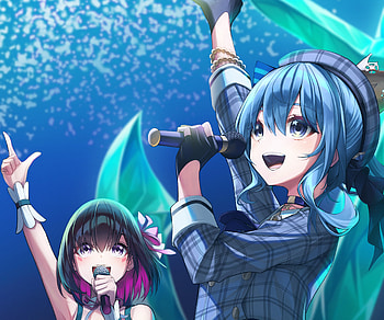Hoshimachi Suisei & AZKi, AZKi (Virtual Youtuber), Hoshimachi Suisei, hololive, Anime, Virtual Youtuber HD wallpaper