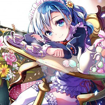 Time 4 T, tea, cute, cookie, floral, long hair, dress, cake, beauty, nice, cg, flower, , adorable, female, blossom, table, sweet, blue hair, girl, beautiful, food, kawaii, anime girl, maid, anime, lovely HD wallpaper