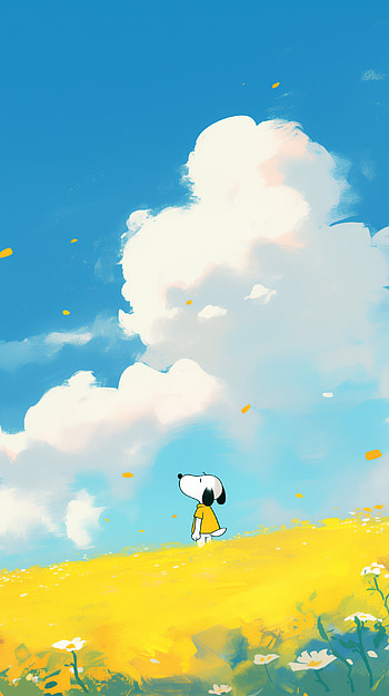 Anime Snoopy : Serene Yellow Field Illustration, Anime, Snoopy, illustration HD phone wallpaper