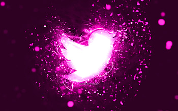 Twitter purple logo, , purple neon lights, creative, purple abstract background, Twitter logo, social network, Twitter HD wallpaper